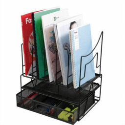 Black Desk Storage Rack Drawer-Style File Document Organizer - thumbnail 2