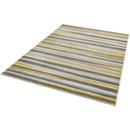Stripe Mustard Modern Easy To Clean Living Room Bedroom & Dining Room Rug-200Cm X 290Cm - thumbnail 2
