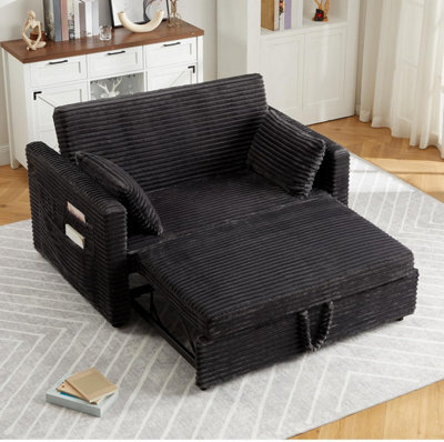 2 Seater Sofa Bed Convertible Bed Settee With Cushions Adjustable Backrest For Living Guest Room, Dark Grey, (D)180Cm (W)140Cm - image 1