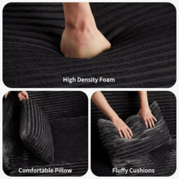 2 Seater Sofa Bed Convertible Bed Settee With Cushions Adjustable Backrest For Living Guest Room, Dark Grey, (D)180Cm (W)140Cm - thumbnail 5