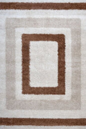 The Rugs Moodi Shaggy Light Beige/terra Slatefern Rug Runner Bordered Thick High Pile For Living Rooms, Bedrooms, Hallways - thumbnail 1