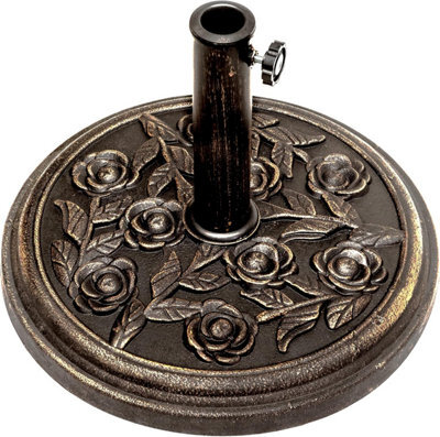 Sakusei 9Kg Garden Round Parasol Base With Floral Bronze Design - image 1