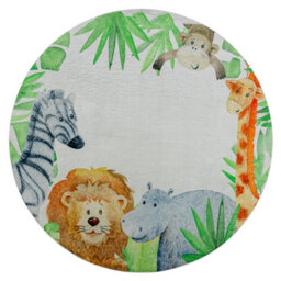 RugsX Bambino 54090 Round Washing Carpet Animals, Africa For Children Anti-Slip - White Circle 120 Cm - thumbnail 2