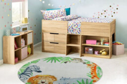 RugsX Bambino 54090 Round Washing Carpet Animals, Africa For Children Anti-Slip - White Circle 120 Cm - thumbnail 1