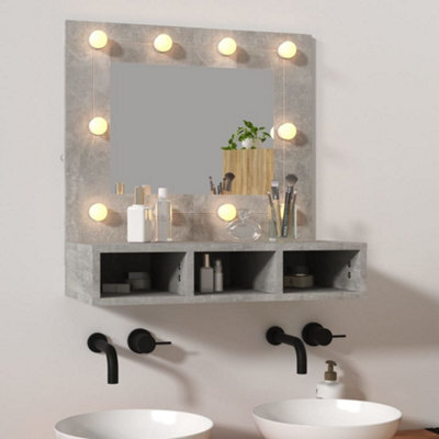 Berkfield Mirror Cabinet With Led Concrete Grey 60X31.5X62 Cm - image 1