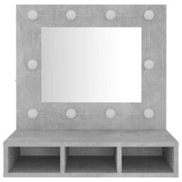 Berkfield Mirror Cabinet With Led Concrete Grey 60X31.5X62 Cm - thumbnail 5
