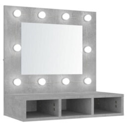 Berkfield Mirror Cabinet With Led Concrete Grey 60X31.5X62 Cm - thumbnail 2