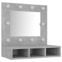 Berkfield Mirror Cabinet With Led Concrete Grey 60X31.5X62 Cm - thumbnail 4