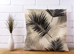 Warren Reed Designer Black And White Tropical Palm Leaves Cushions 60Cm X 60Cm - thumbnail 2