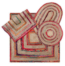 Second Nature Online Fiesta Square Rug Jute Hand Woven With Recycled Fabric / 150 Cm X 150 Cm - thumbnail 4