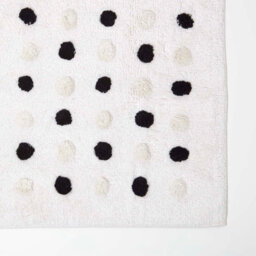 Homescapes Black And White 100% Cotton Bath Mat Tufted Polka Dot Design, 50 X 80 Cm - thumbnail 2