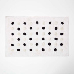 Homescapes Black And White 100% Cotton Bath Mat Tufted Polka Dot Design, 50 X 80 Cm - thumbnail 1