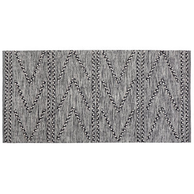 Beliani Cotton Tufted Geometric Rug Black And White 80 X 150 Cm - image 1