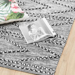 Beliani Cotton Tufted Geometric Rug Black And White 80 X 150 Cm - thumbnail 2