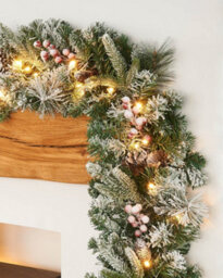 Werchristmas Pre-Lit Snow-Flocked Extra-Thick Mixed Pine Artificial Christmas Garland 9 Ft, 80 Warm White Leds - thumbnail 2