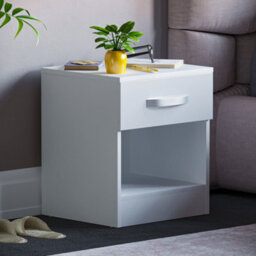 Lassic Vida Designs Hulio White 1 Drawer Bedside Cabinet (H)470mm (W)400mm (D)360mm - thumbnail 1