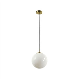 First Choice Lighting Set Of 2 Grosvenor  - Satin Brass Pendant Lights With Glass Globes - thumbnail 2