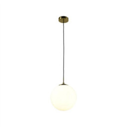 First Choice Lighting Set Of 2 Grosvenor  - Satin Brass Pendant Lights With Glass Globes - thumbnail 4