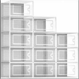 White 12Pcs Foldable Stackable Plastic Shoe Box - thumbnail 1