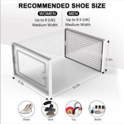 White 12Pcs Foldable Stackable Plastic Shoe Box - thumbnail 2
