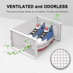 White 12Pcs Foldable Stackable Plastic Shoe Box - thumbnail 3