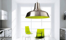 Luminosa Lighting Luminosa Smart 1 Light Dome Ceiling Pendant Brushed Steel, Green Inside, E27 - thumbnail 2