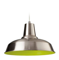 Luminosa Lighting Luminosa Smart 1 Light Dome Ceiling Pendant Brushed Steel, Green Inside, E27