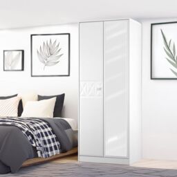 Genoa Ready Assembled Contemporary White Tall Double Wardrobe With 1 Mirror Door (H)1960mm (W)740mm (D)520mm - thumbnail 3