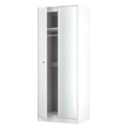 Genoa Ready Assembled Contemporary White Tall Double Wardrobe With 1 Mirror Door (H)1960mm (W)740mm (D)520mm - thumbnail 4