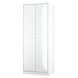 Genoa Ready Assembled Contemporary White Tall Double Wardrobe With 1 Mirror Door (H)1960mm (W)740mm (D)520mm - thumbnail 1