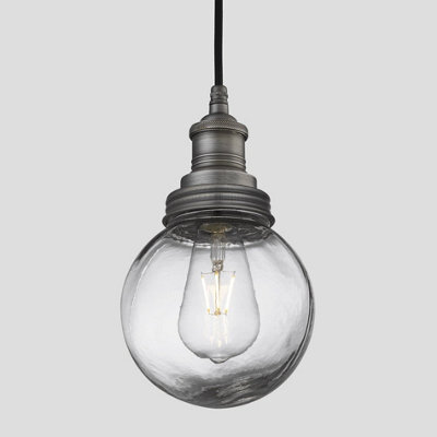 Industville Brooklyn Outdoor & Bathroom Pendant, Pewter Holder, Pewter Ring, Globe Glass - image 1