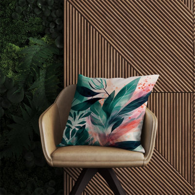 Warren Reed Designer Green Feather Leaves Tropical Outdoor Cushion 60Cm X 60Cm