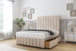 "Sloomy California Sand Naples Divan Bed Set 2 Drawers Right Side With 26"" Strutted & 12"" Footboard 5' King" - thumbnail 3