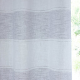 Tyrone Textiles Pair Of Santorini Grey Linen Look Stripe Panels With Eyelet Header 137Cm - thumbnail 3