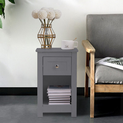 Living And Home Grey Small Side Table With Drawer For Living Room - image 1