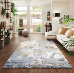 Solarius Modern Living Room Rug - Abstract Area Rugs Gold 160X230 Cm