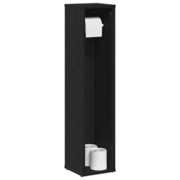 Berkfield Durable Bathroom Cabinet With Roll Holder Black 20.5X20X90 Cm - thumbnail 2