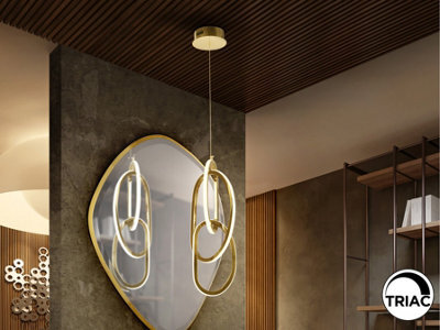 Luminosa Lighting Luminosa Nexo Pendant Ceiling 3 Light Gold Led 3000K - Uk Stock - image 1