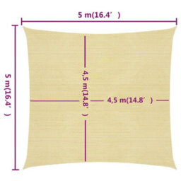Berkfield Sunshade Sail 160 G/m2 Beige 5X5 M Hdpe - thumbnail 6