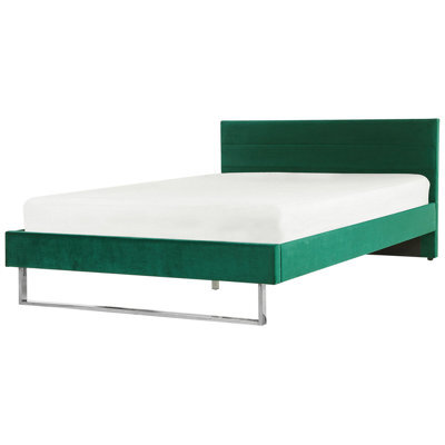 Beliani Bed Velvet Bellou 180 X 200 Cm (Eu Super King) Green - image 1