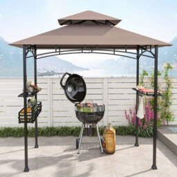 Costway 242 X 153 Cm Outdoor Grill Gazebo Double Tiered Bbq Canopy Tent W/ 2 Side Shelves - thumbnail 8