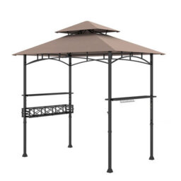 Costway 242 X 153 Cm Outdoor Grill Gazebo Double Tiered Bbq Canopy Tent W/ 2 Side Shelves - thumbnail 4