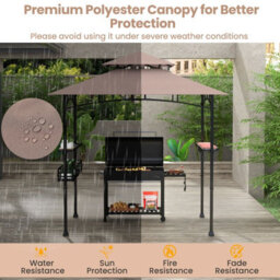 Costway 242 X 153 Cm Outdoor Grill Gazebo Double Tiered Bbq Canopy Tent W/ 2 Side Shelves - thumbnail 5