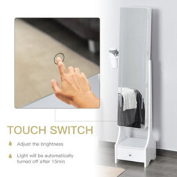 Homcom Freestanding Jewellery Storage Mirror Armoire W/ Led Lights Hooks Drawer - thumbnail 4