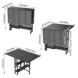 Folding Dining Table 4 Person Drop Leaf Table On Wheels Small Space Storage Unit - thumbnail 2