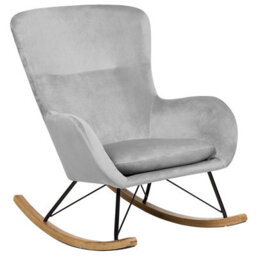Beliani Rocking Chair Ellan Velvet Light Grey