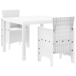 Berkfield Modern Garden Dining Set 3 Pcs White Polt Rattan - thumbnail 1