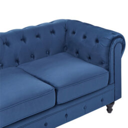 Beliani Living Room Set 4 Seater Chesterfield Velvet Navy Blue - thumbnail 9