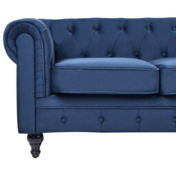 Beliani Living Room Set 4 Seater Chesterfield Velvet Navy Blue - thumbnail 8