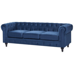 Beliani Living Room Set 4 Seater Chesterfield Velvet Navy Blue - thumbnail 5